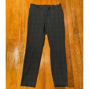 Navy Plaid Cropped Pants